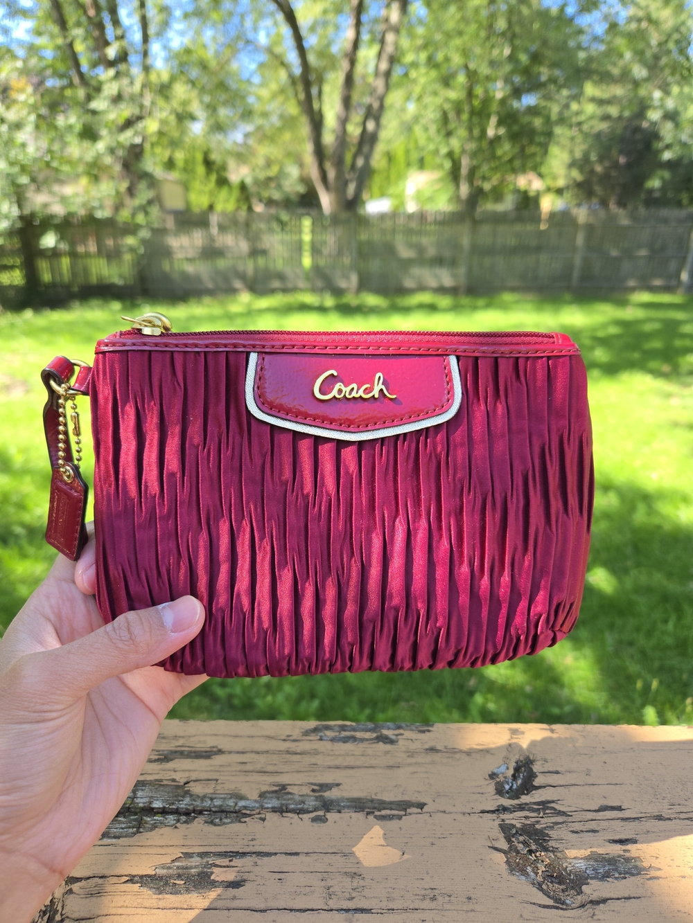 Coach Y2K Pleated Red Wrislet